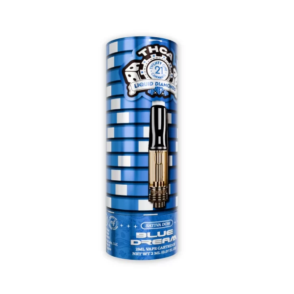 Twenty One Cannabis Blue Dream Vape Cartridge box left 2ml Liquid Diamonds