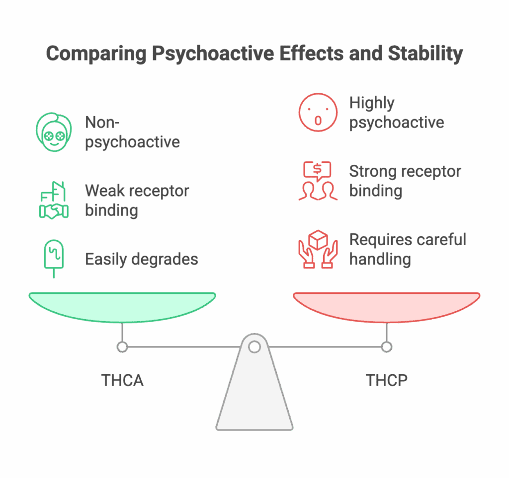 Comparison infographic of THCa vs THCp