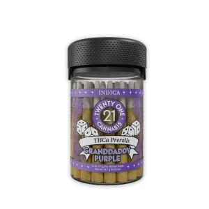 Twenty One Cannabis 21ct Prerolls Jar Front Grandaddy Purple