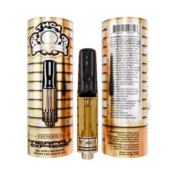 Twenty One Cannabis 2ml THCa Liquid Diamonds Pineapple Express Vape Cartridge with boxes