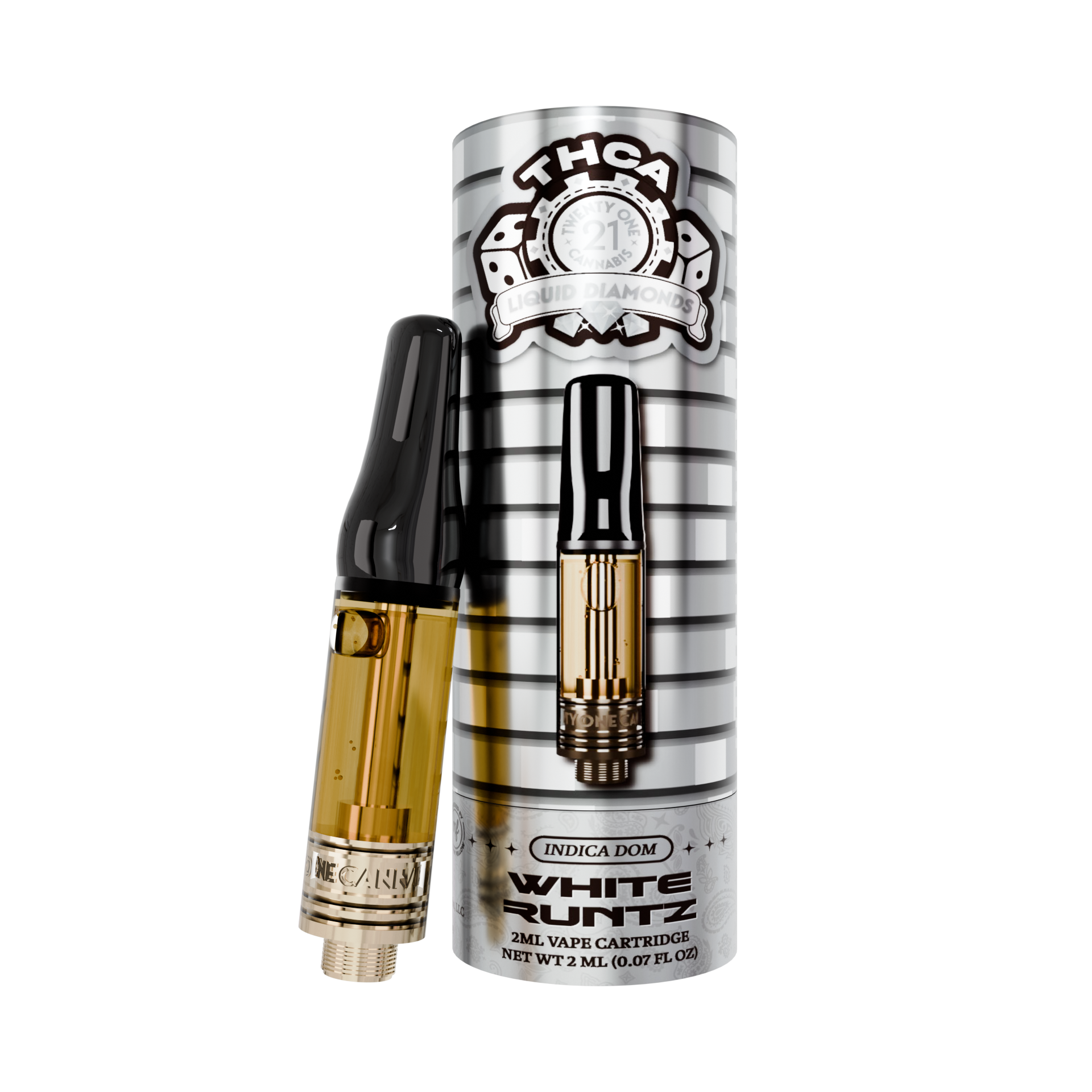 2ml THCa Liquid Diamonds Vape Cartridge White Runtz vape and box