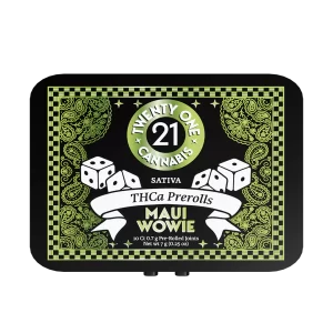 Twenty One Cannabis Preroll Tins Maui Wowie- front