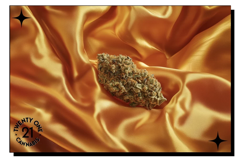 Marijuana bud on a satin sheet