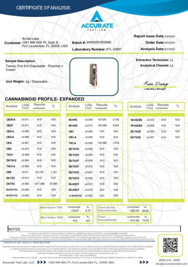 Peaches n' Cream 2ML THCa Diamonds Vape Cartridge - Image 8