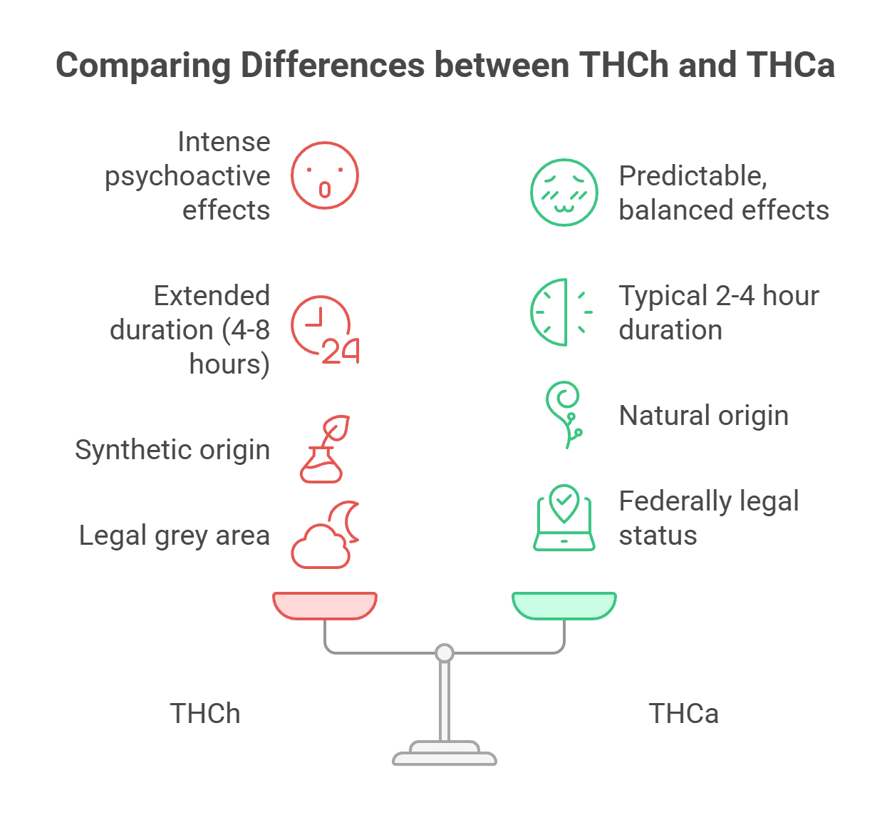 Visual comparison differences between THCh and THCa