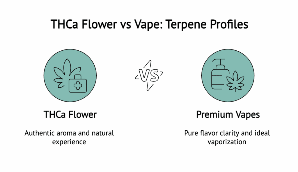 A visual comparing the terpene profiles of THCa flowers and vapes 