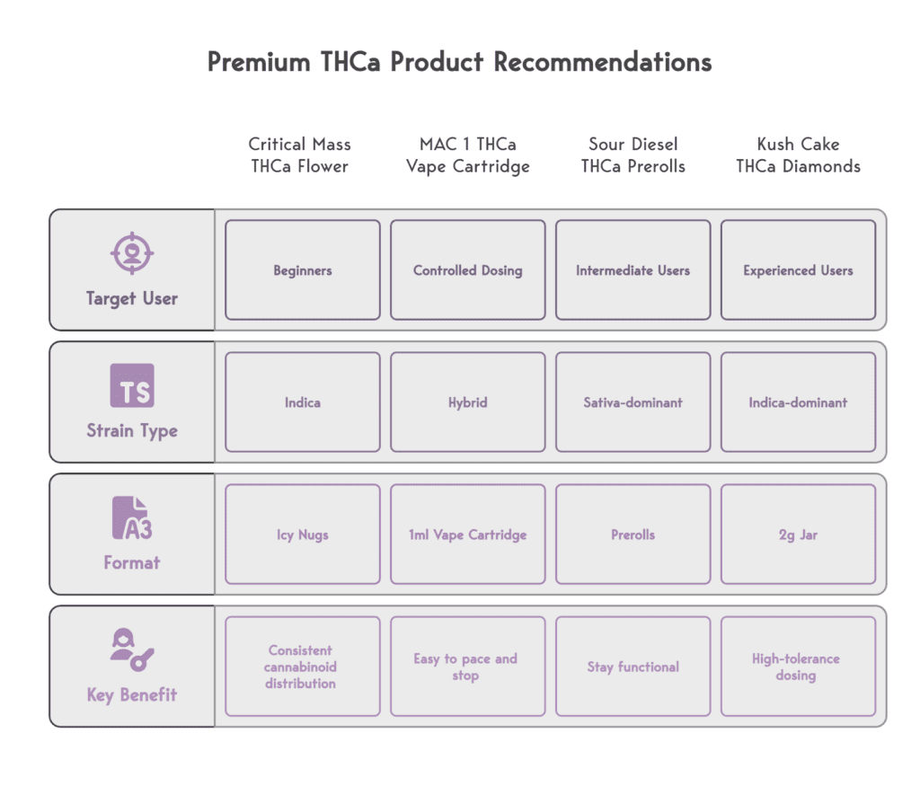 Visual on premium THCa product recommendations