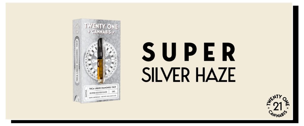A visual with the Super Silver Haze cart from Twenty One Cannabis