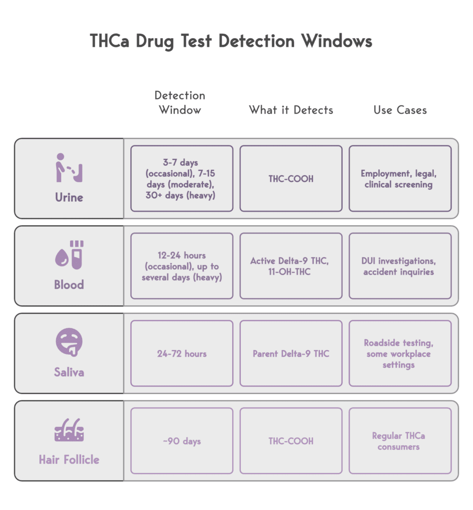 A visual on the drug test detection window for various test methods
