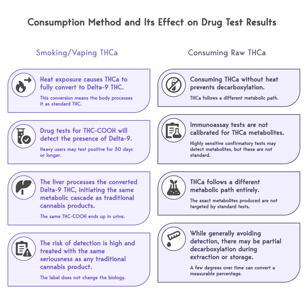 Visual on consumption method and how it impacts drug test results